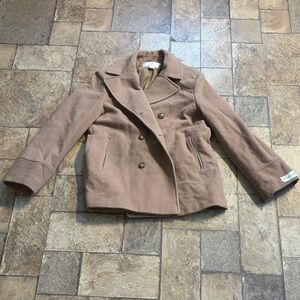 ANDREA FENZI Women's Classic Tan Pea Coat